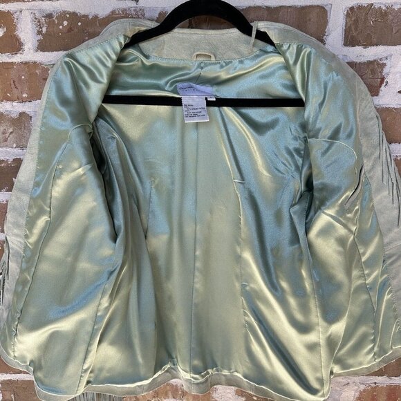 VTG Pamela McCoy Western Jacket Suede Leather Fringe Women's Green Size S NWT - Picture 4 of 11